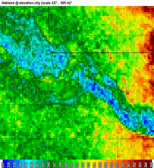 Oakland elevation map