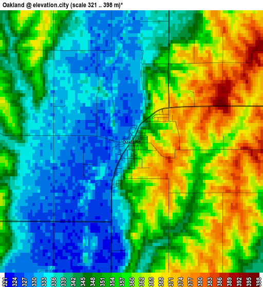 Oakland elevation map