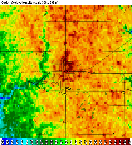 Ogden elevation map