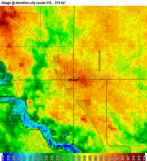 Osage elevation map