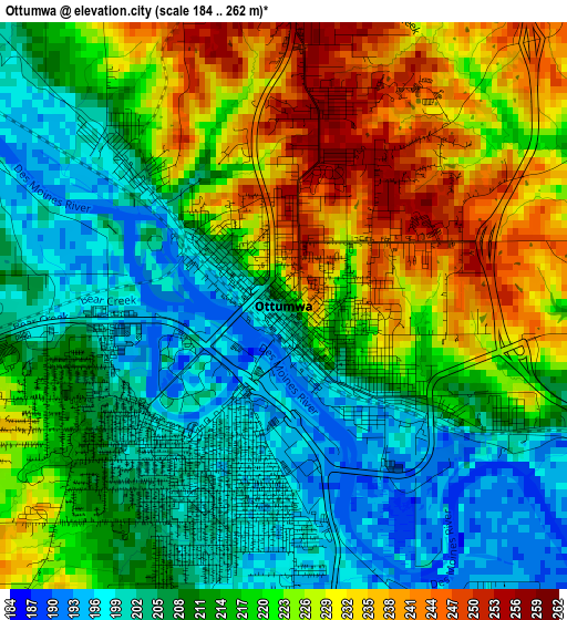 Ottumwa elevation map