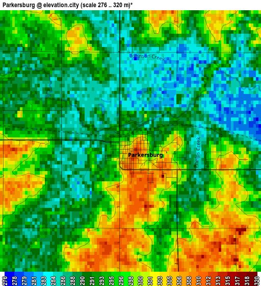 Parkersburg elevation map