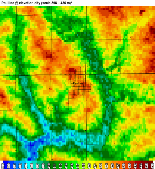 Paullina elevation map