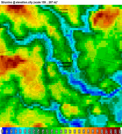 Strunino elevation map