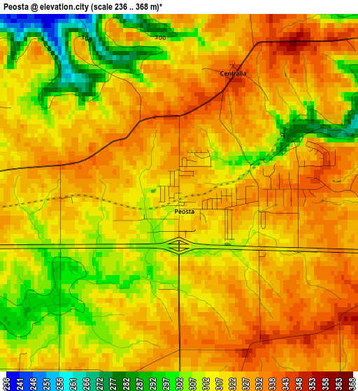 Peosta elevation map