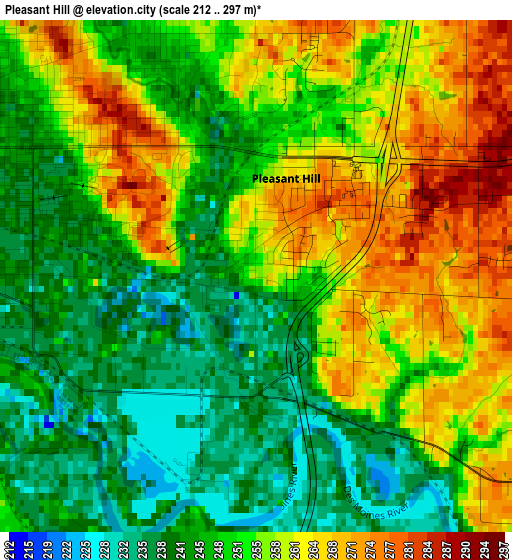 Pleasant Hill elevation map