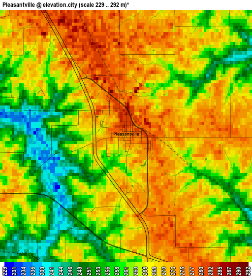 Pleasantville elevation map