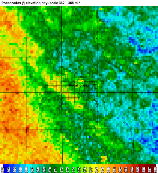 Pocahontas elevation map