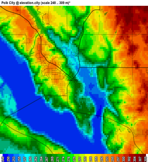 Polk City elevation map