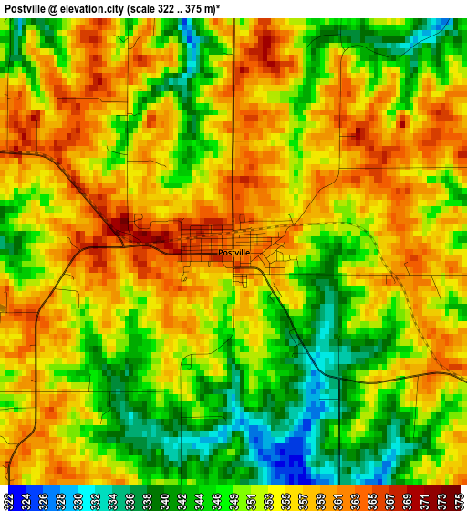 Postville elevation map