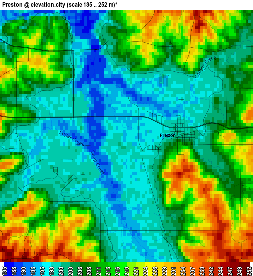 Preston elevation map