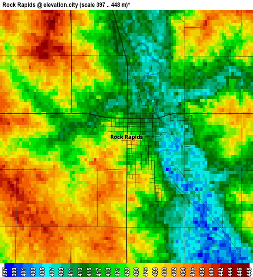 Rock Rapids elevation map