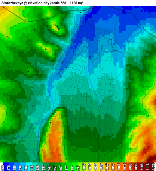 Storozhevaya elevation map