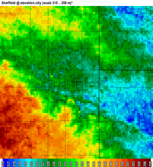 Sheffield elevation map