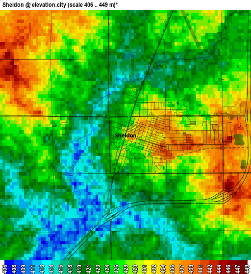 Sheldon elevation map