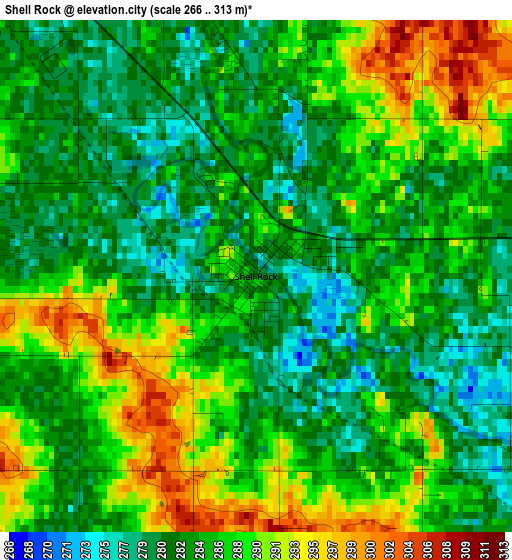 Shell Rock elevation map