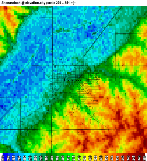 Shenandoah elevation map