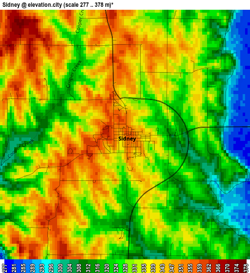 Sidney elevation map