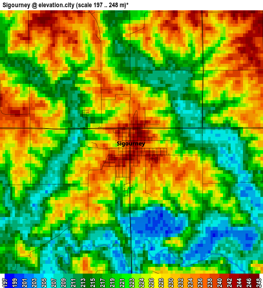 Sigourney elevation map