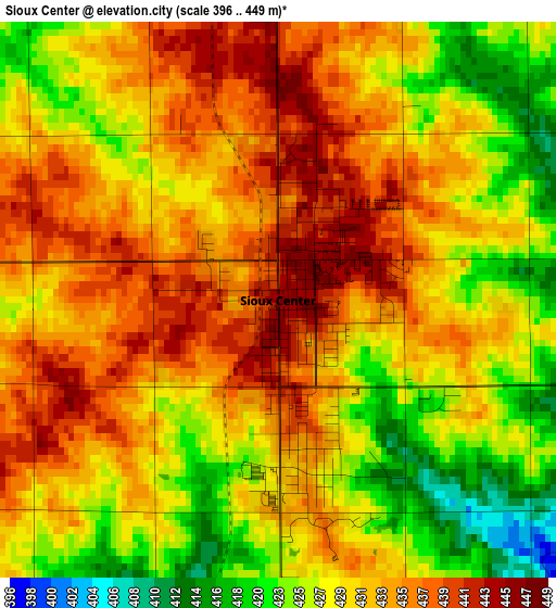 Sioux Center elevation map