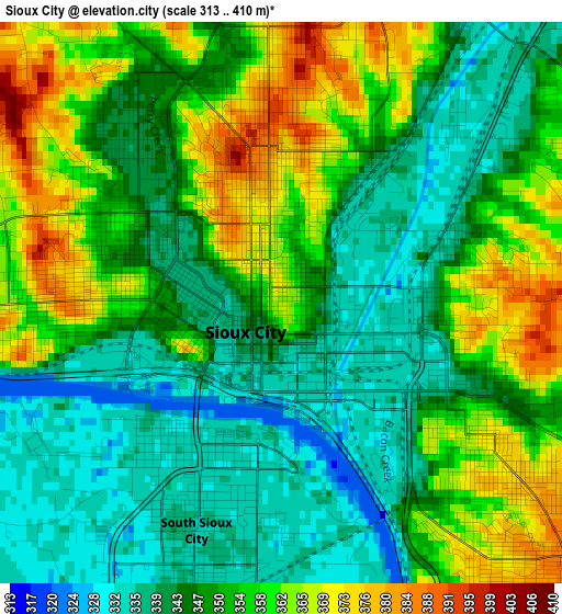 Sioux City elevation map