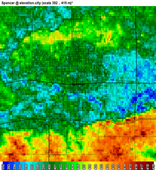 Spencer elevation map