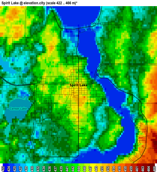 Spirit Lake elevation map