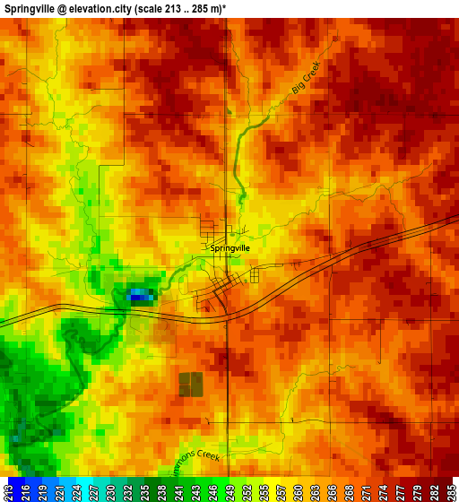 Springville elevation map