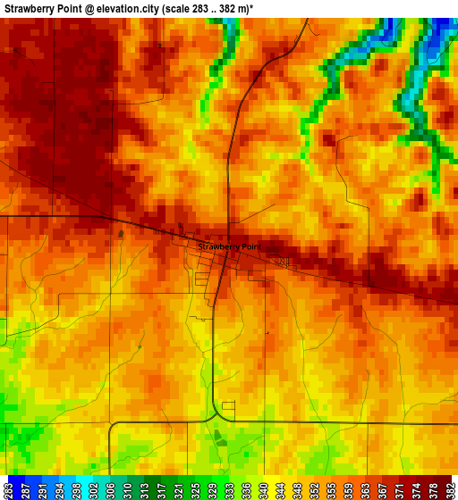 Strawberry Point elevation map