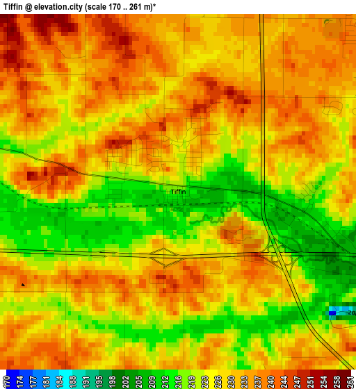 Tiffin elevation map