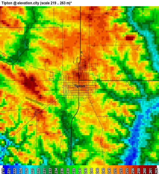 Tipton elevation map