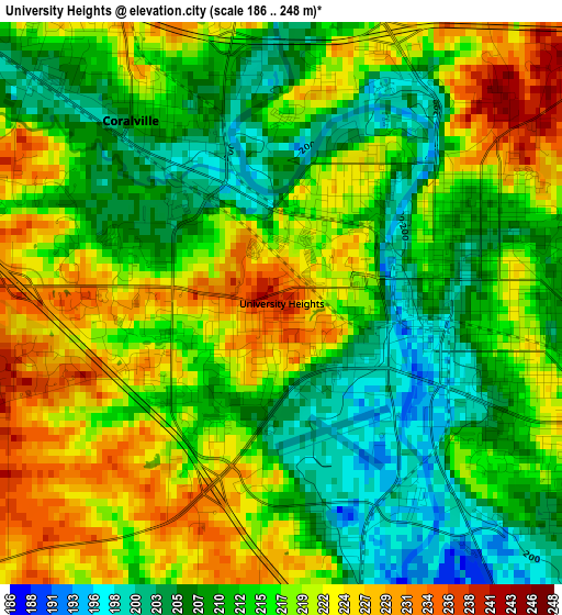 University Heights elevation map