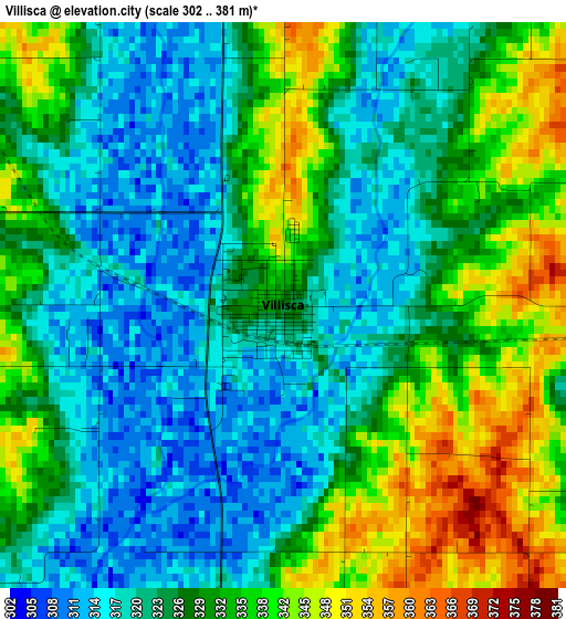 Villisca elevation map