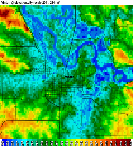 Vinton elevation map