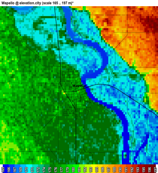 Wapello elevation map