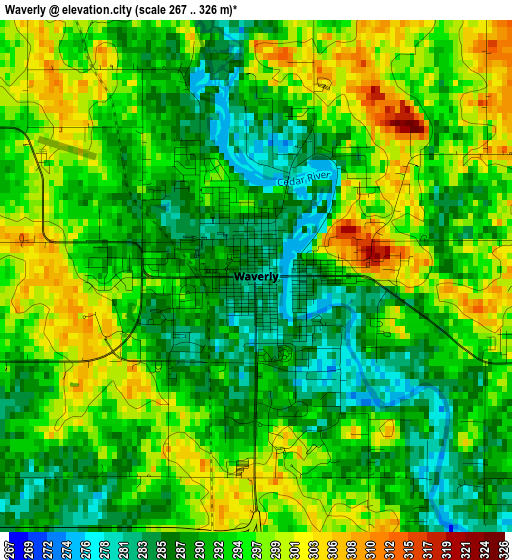 Waverly elevation map