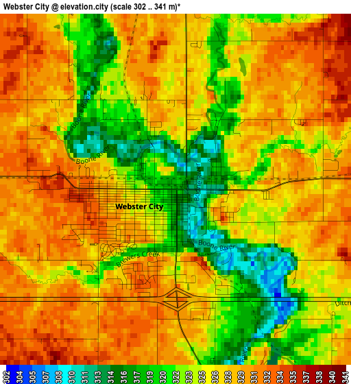 Webster City elevation map