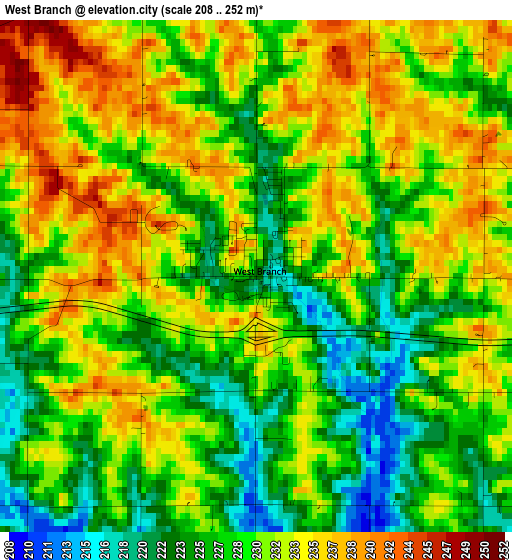 West Branch elevation map