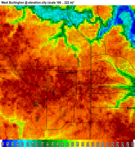 West Burlington elevation map