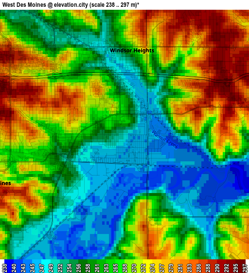 West Des Moines elevation map