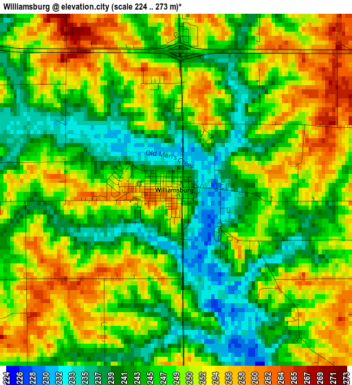 Williamsburg elevation map