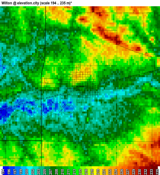 Wilton elevation map