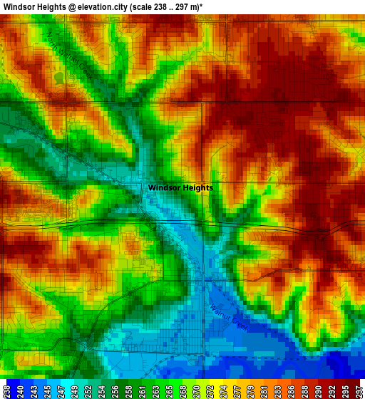 Windsor Heights elevation map