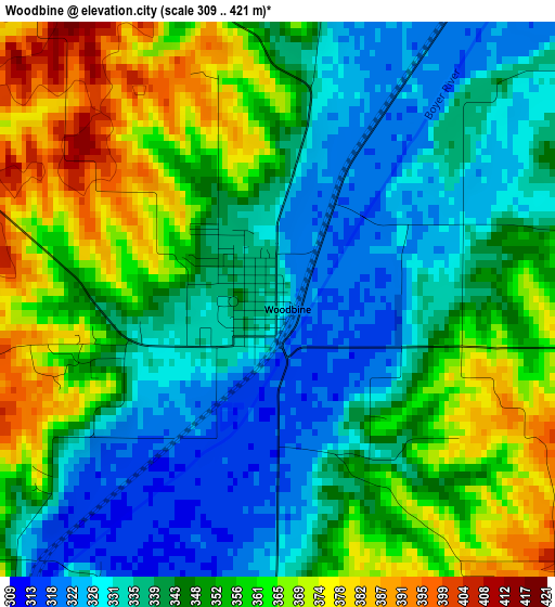 Woodbine elevation map