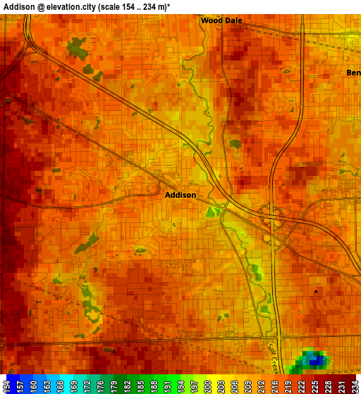 Addison elevation map