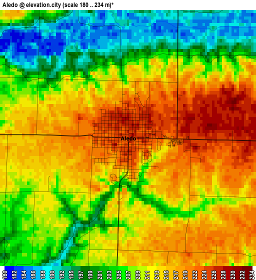 Aledo elevation map