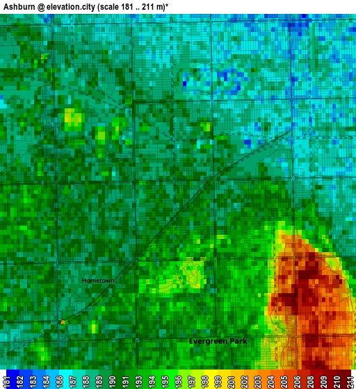 Ashburn elevation map