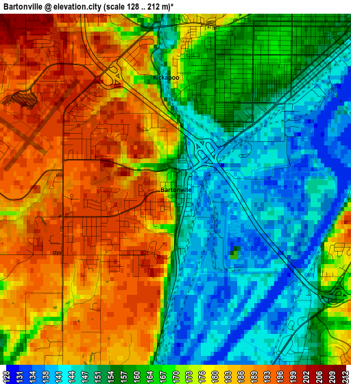 Bartonville elevation map