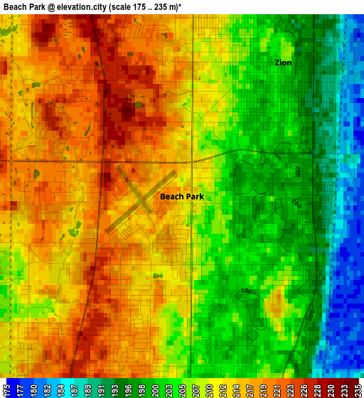 Beach Park elevation map