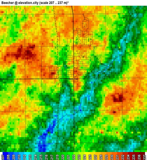 Beecher elevation map